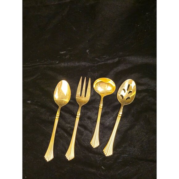 Stainless Steel Gold Plated Rogers Serving Pieces - Picture 1 of 7